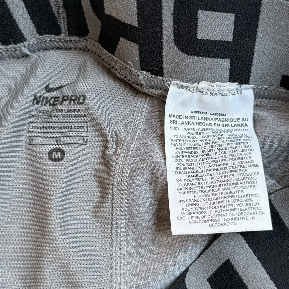 Nike Pro Dri Fit Compression Pants Mens Medium Gray Training Sports Gym Athletic